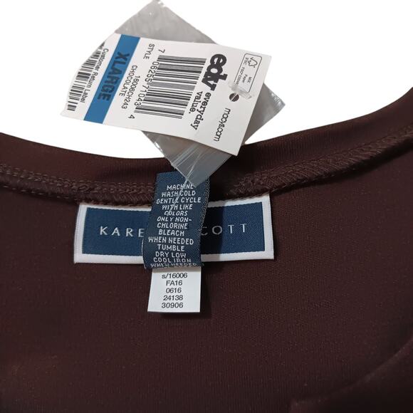 NEW KAREN SCOTT Soft Pullover Top Knit Tee XL V-Neck Staple Casual Stretch Brown - Picture 6 of 8